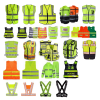 5XL Two Tone Safety Vest Short Sleeve Softshell Jacket Tricot Mesh Fabric Work Shirt Reflection Triangle Polyester 01