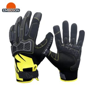 Custom Design Premium Safety Gloves TPR Back Finger Protection Synthetic Leather Palm