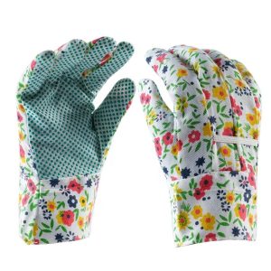 Emboson DG012 Garden Gloves Farm Work Knitted Polyester Canvas Anti Slip Dotted Textured Fingers 9 oz Silicone-free