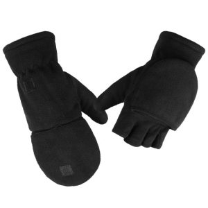 Fleece Fingerless Convertible Thermal Mittens Winter Gloves Men Women