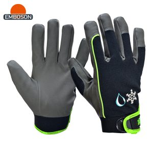 Gants d'hiver en tissu extensible de haute qualité, paume en cuir PU flexible et déperlants