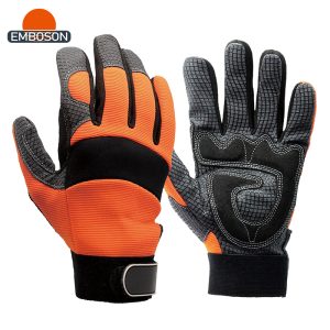Hot Selling Emboson F010 Full Silicone Firm Grip Gloves Anti-Vibration Abrasion Puncture Resistant Elastic Knitted Cuff
