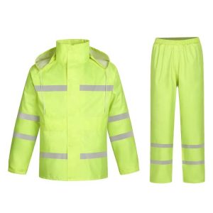 Maßgeschneiderter, wasserdichter Sicherheits-Regenanzug für Herren mit reflektierenden Streifen an Jacke und Hose