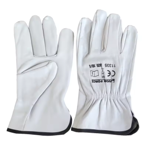 Mens Goatskin Leather Driver Cycling Gloves - Safety Protection for Outdoor Sports and Racing