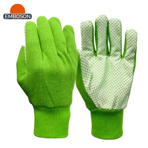 PVC Dots Palm Knit Cuff Jersey Work Gloves Anti Slip Puncture Resistant