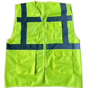 Wholesale Custom Logo ANSI Class 2 Hi-Vis Breathable Waterproof Safety Vest with Pockets