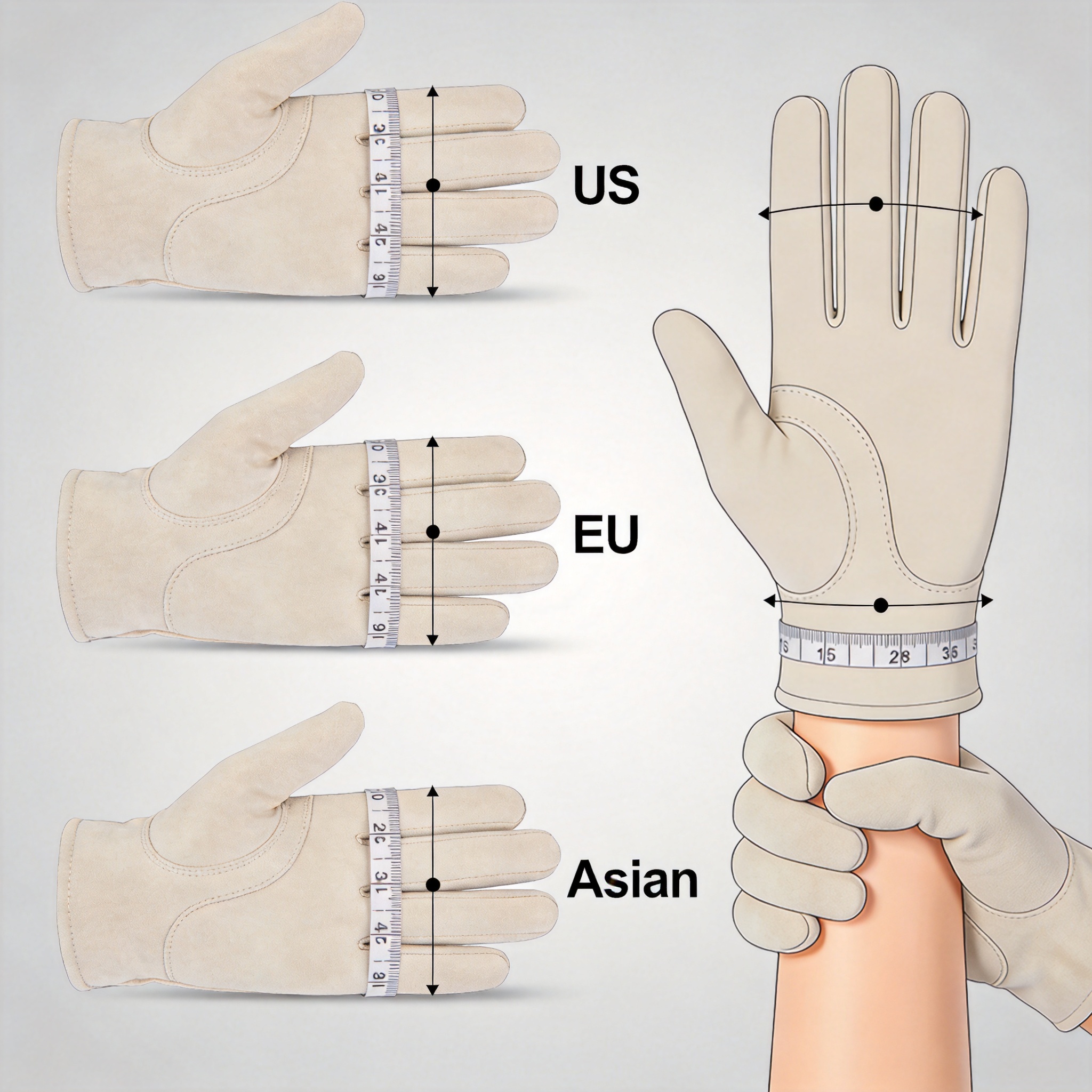 Comparison of US EU and Asian glove sizing standards